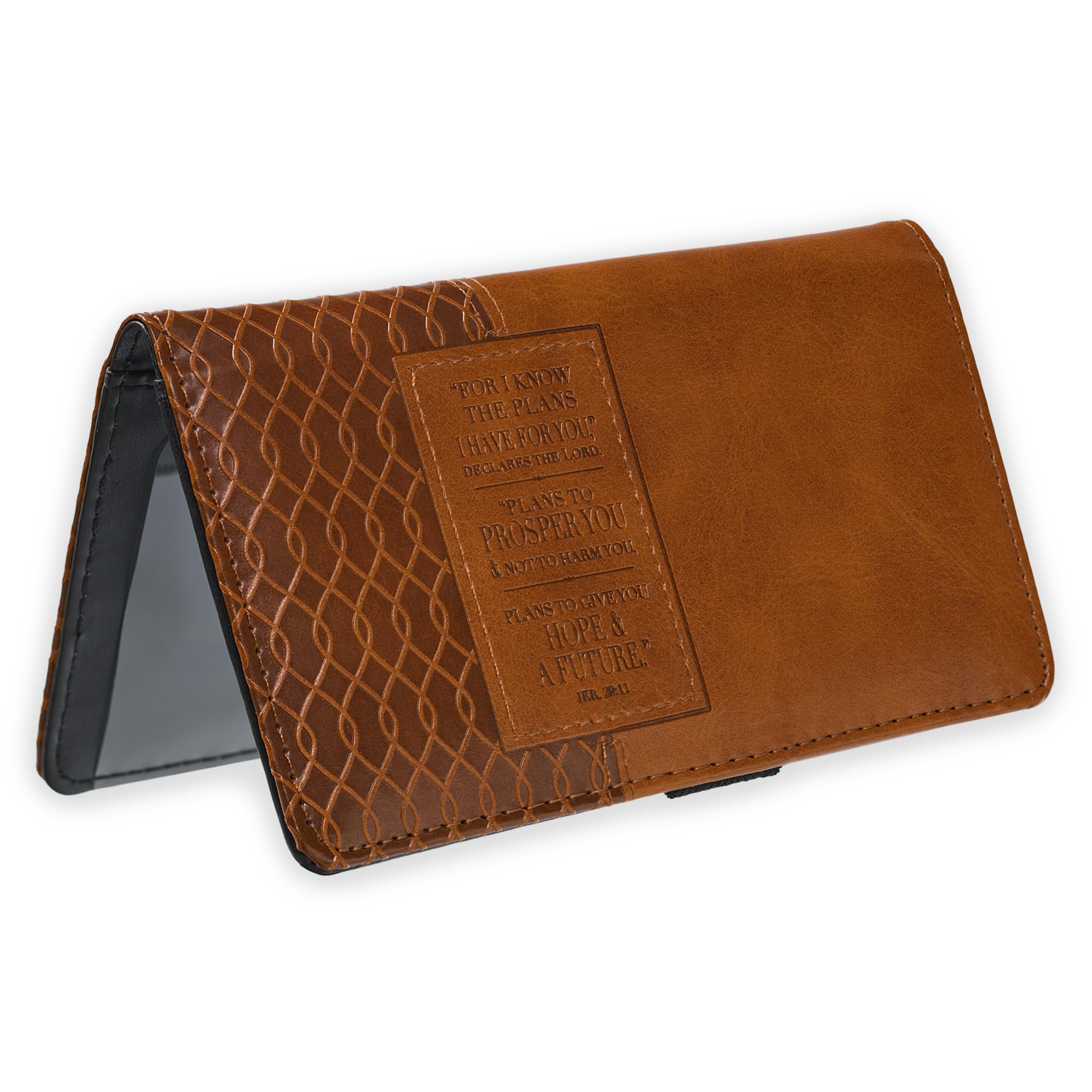 Christian Art Gifts Faux Leather Checkbook Cover for Men and Women: Inspirational Scripture Holder for Duplicate Checks and Credit Cards, Brown - The Plans (#1), One size, The Plans