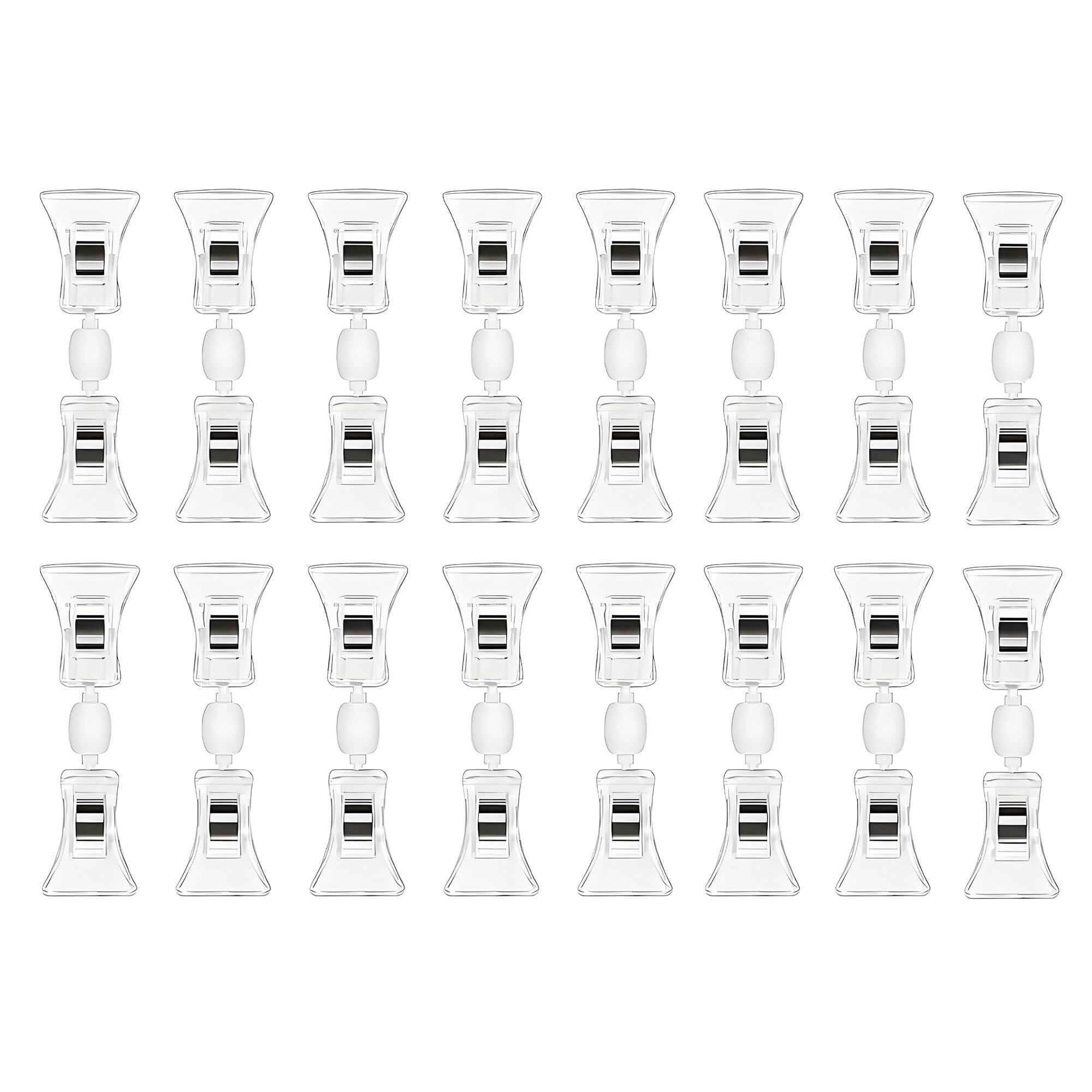 LJY 16 Pcs Rotatable Sign Holder Clips 9.5 cm (3.74 in), Clear Double Sided Plastic Clips for Retail Basket Labels, Price Tags, Menu Card and Shop Merchandise Display Stand