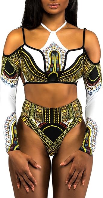 african print long sleeve swimsuit