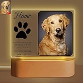AUBAO Personalized Pet Night Light Customized Dog Memorial Gift Picture Frame Acrylic Plaque Led Lamp Cat Sympathy Gift for Loss of Pet(Dog Paw)