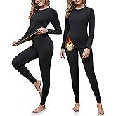 Veldtholos 2 Set Thermal Underwear Set for Women Long Johns with Fleece Lined Base Layer Women Cold Weather Top Bottom