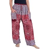 Lannaclothesdesign Women's Boho Drawstring Smocked Waist Rayon Harem Yoga Pants