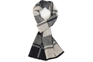 TAMOUKOC Men's Winter Scarf Warm Long Plaid Classic Tassel Scarf for Women