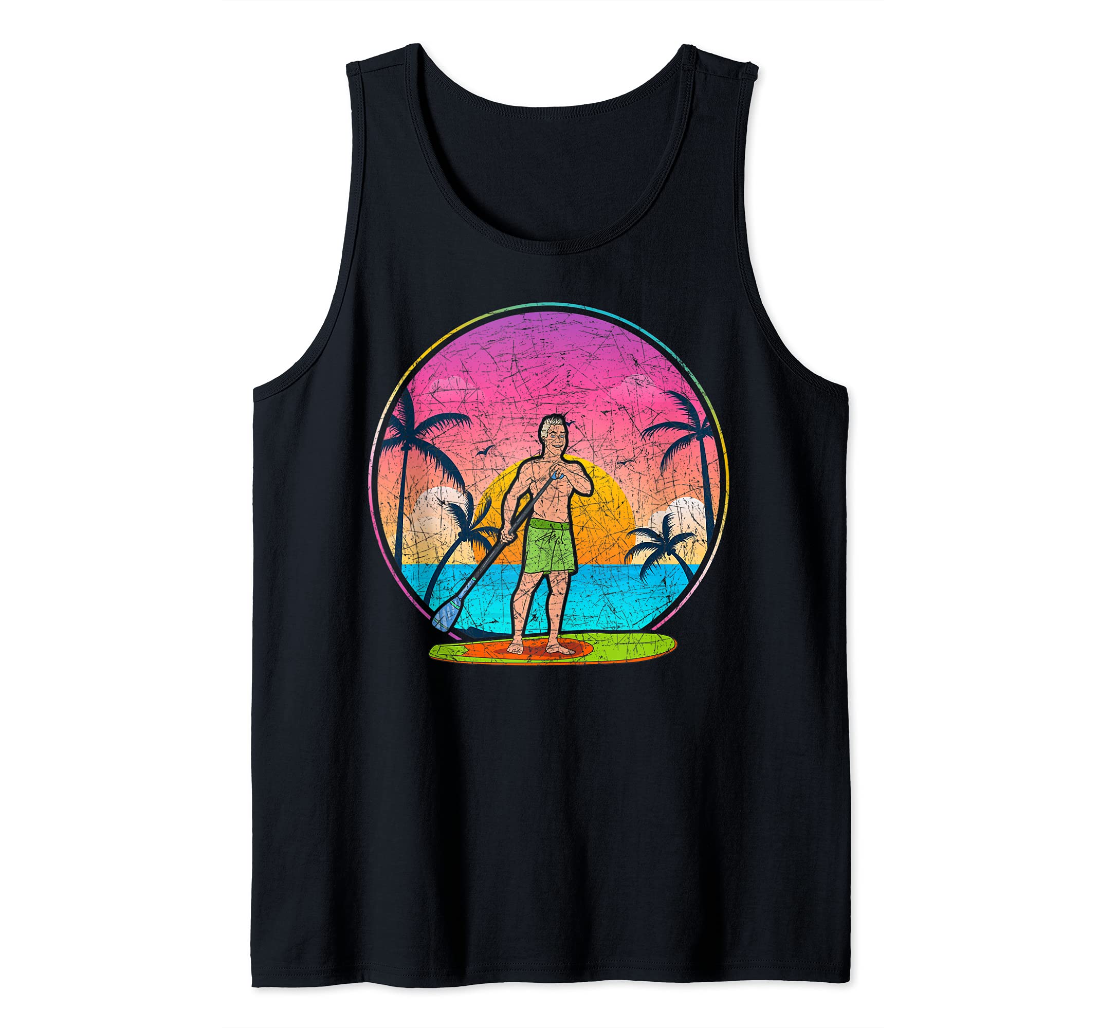Sunset Stand Up Paddleboarding Paddleboarder Outdoor SUP Tank Top