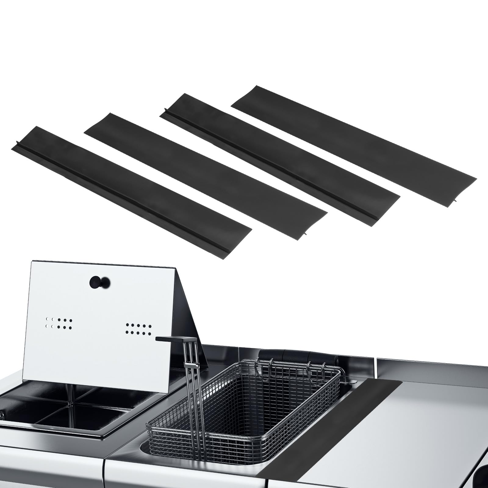 PATIKIL Silicone Stove Gap Covers, 4 Pack Kitchen Stove Gap Filler 21 Inch Heat Resistant Oven Gap Filler Seal Strips for Stovetop Ovens and Counter, Black