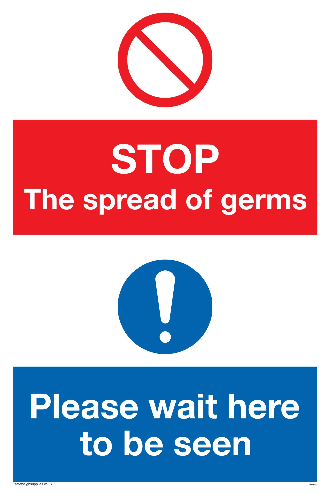 STOP germs PLEASE wait here to be seen sign - Vinyl/Sticker