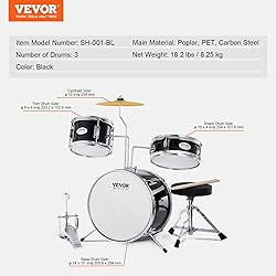 VEVOR Drum Set for Kids, Beginner Junior Drum Kit
