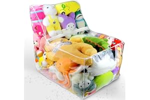 FETHWOIN Clear Stuffed Animal Bean Bag Chair Cover for Kids, Waterproof Large Stuffable Beanbag Chair Cover, Creative PVC Plush Toys Storage, for Organizing Toddler & Children Rooms Soft Stuff Animal
