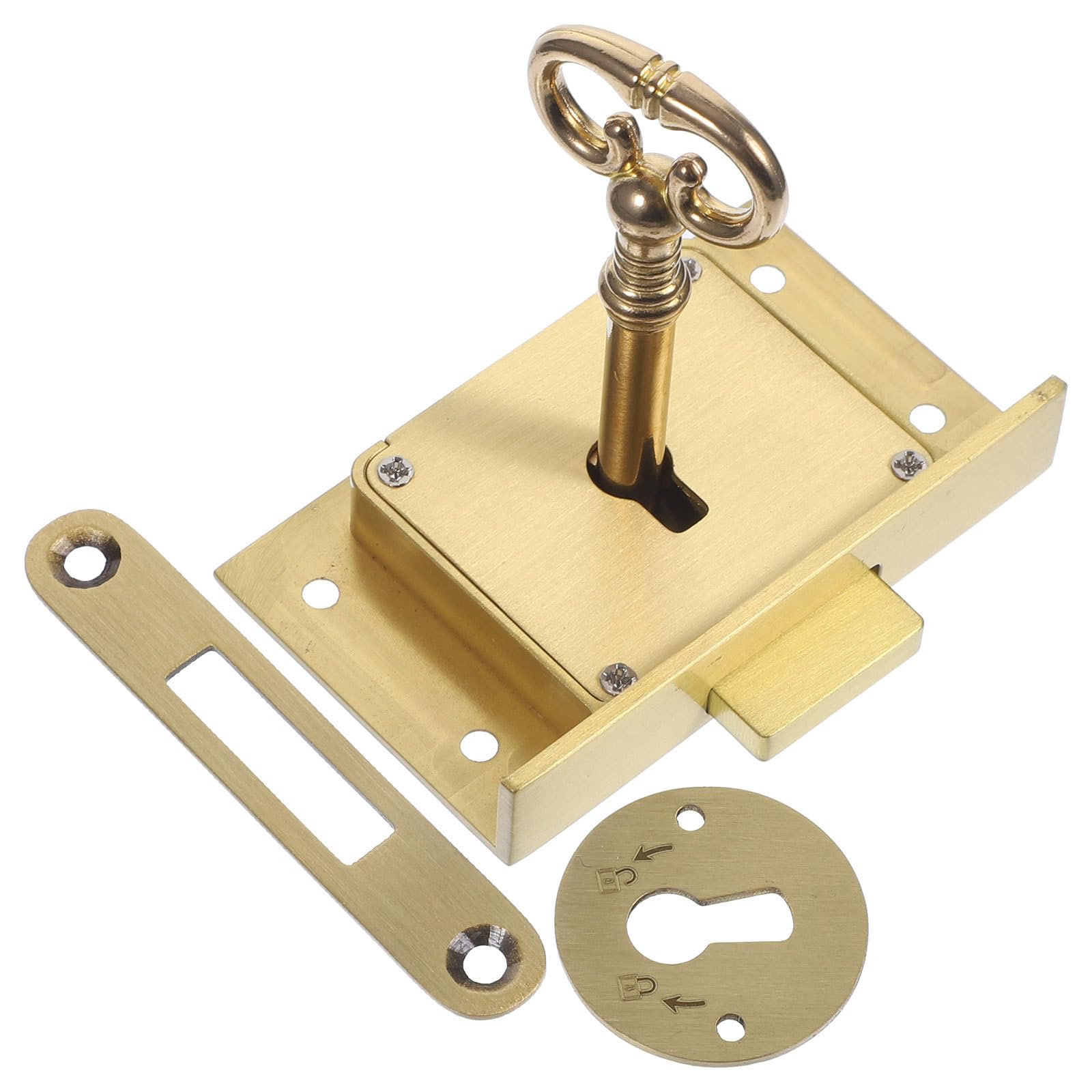 Cabilock Retro Brass Drawer Lock with Key 2.36 X 1.57 X 0.39 Inch Vintage Style Cabinet Lock Replacement for File Boxes Furniture Security