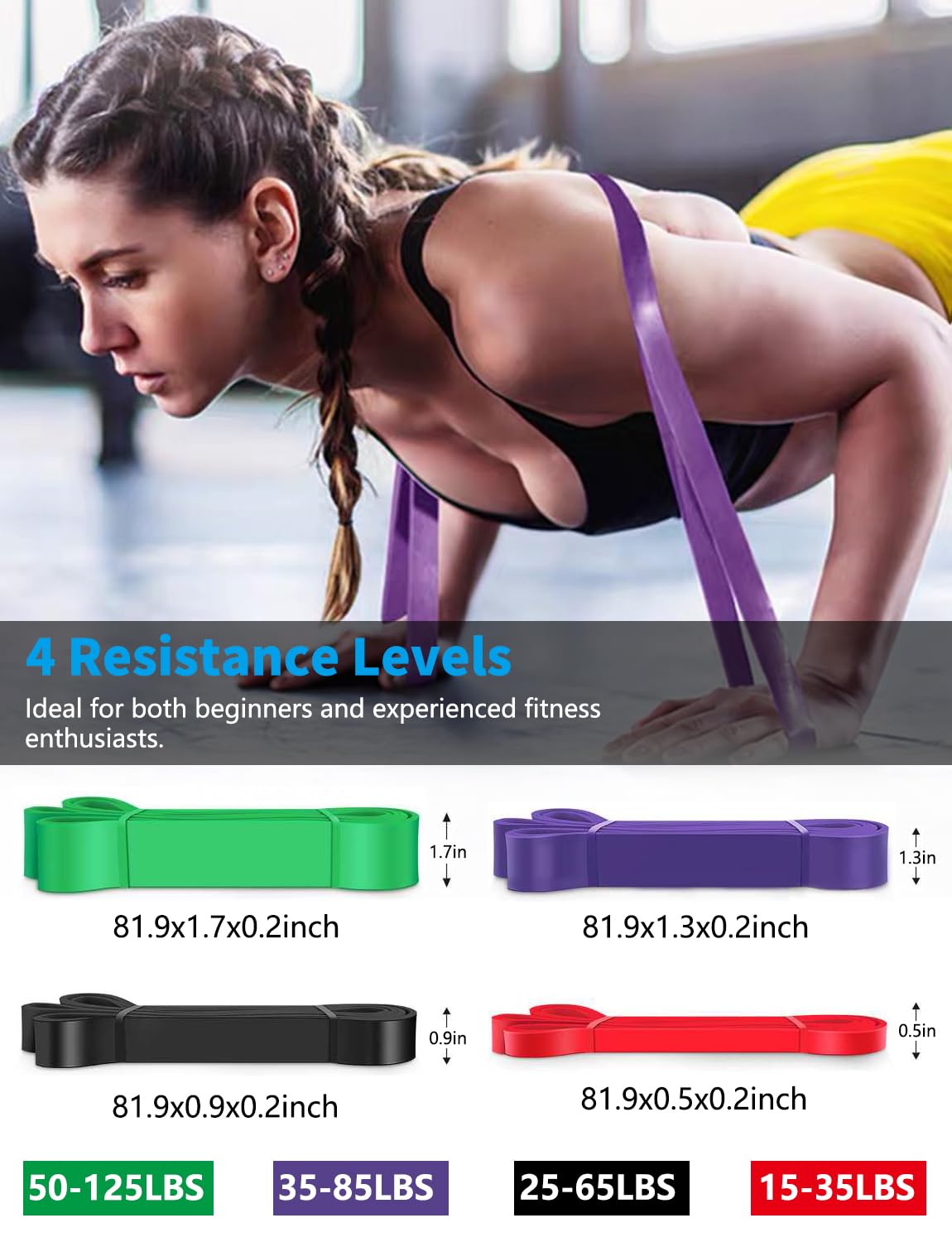 WHATAFIT Resistance Bands, Pull Up Assistance Bands, Exercise Bands, Workout Bands Set for Men and Women Home Fitness, Body Stretching, Strength Training, Physical Therapy