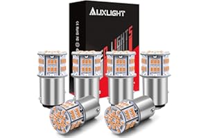 AUXLIGHT 1157 LED Bulbs 54-SMD 300% Super Bright 2057 2357 7528 1016 1034 LED Light Replacement for Car Truck Turn Signal Blinker Lights & Side Marker Lights, Amber Yellow(Pack of 6)
