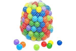 KIDDEY Plastic Ball Pit Balls 100 Pc. Crush Proof Balls - Bright Vibrant Colors for Baby Kid and Toddlers, for Ball Pit, Play Tent, Kiddie Pool, Bounce House and Playpen.
