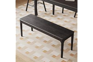 MU RONG Dining Bench, Wood Bench Solid Oak Wooden Bench Indoor Dining Room Table Home Bedroom Bed End Restaurant Modern Hallway Furniture (Black, 51.2 "Wx 13.8" D x 17.7" H)