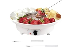 Electric Chocolate Fondue Maker, Dessert Fondue Pot with 2 Forks Detachable Serving Trays for Melting Warming Caramel Cheese 