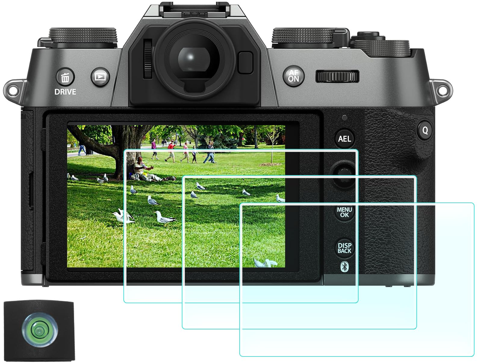 HUIPUXIANG XT50 Screen Protector for Fujifilm Fuji X-T50 Camera(for Accessories) with Hot Shoe Cover, 0.3mm High Definition 9H Hardness Optical LCD Premium Glass Protective Cover [3+1 Pack]