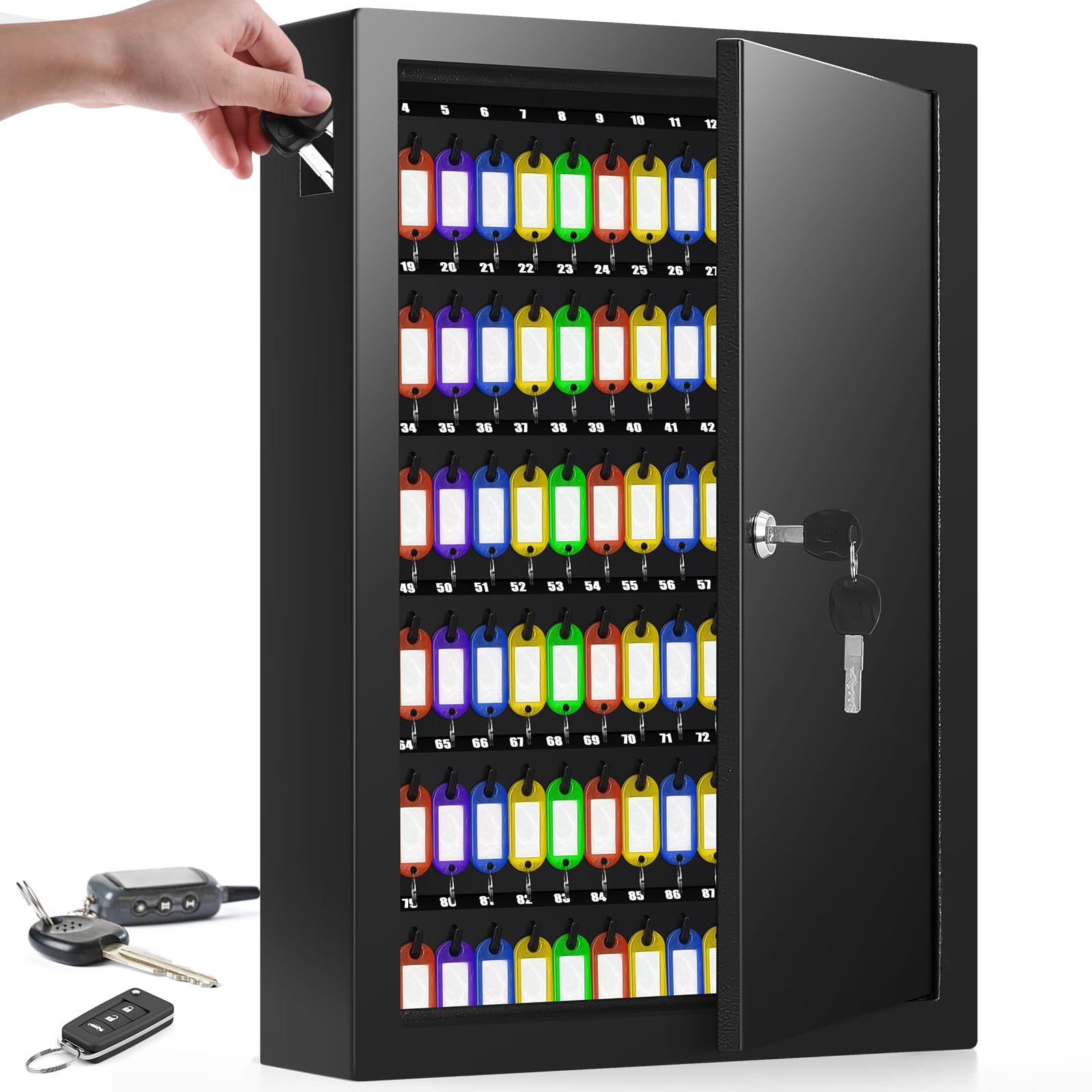 Photo 1 of **NO KEY**Nebakne 125 Key Lock Box Wall Mount with Anti-Theft Deposit Key Slot, Key Cabinet with Key Hooks & 125 Tags Key Labels, Key Safe for Hotels & Office & Companies & Car Dealerships