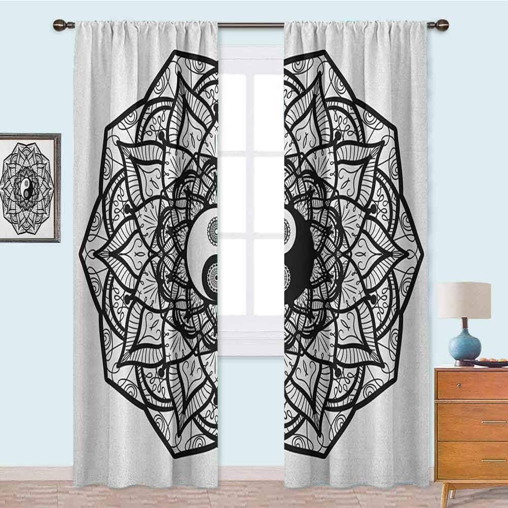YUAZHOQI Blackout Curtains for Bedroom Floral Design Boho Graphic Art