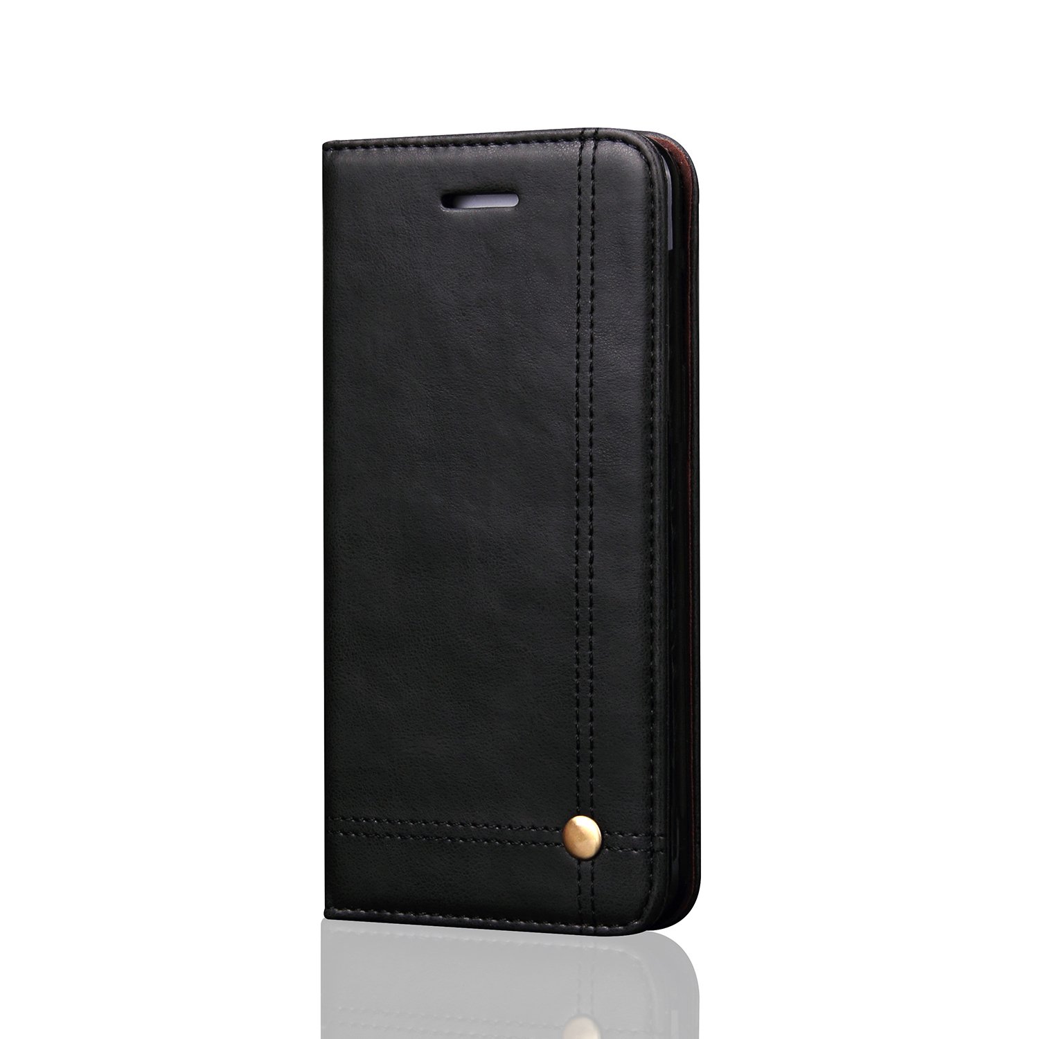 DaGeLon Classic Case for iPhone 5S iPhone 5 iPhone SE 4 inch, Retro Luxury Flip Fashion Cover Card Slots Vintage Folio Premium Leather Case Bumper Magnetic Closure Shell Shockproof, Black