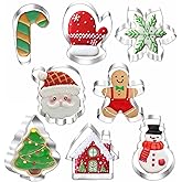 Christmas Cookie Cutters, 8PCS Holiday Cookie Cutter Shapes - Snowman,Christmas Tree,Gingerbread Man,Candy Cane,Snowflake,San
