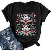Day of The Dead Shirts: Women Mexican Dia De Los Muertos T-Shirt Sugar Skull Mask Short Sleeve Tee Tops