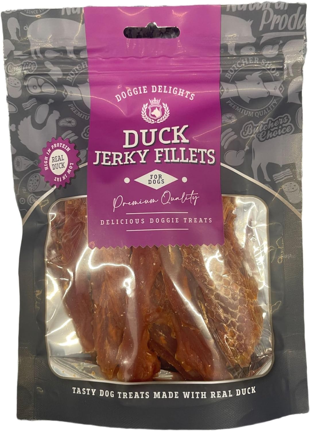 3x Doggie Delights Dog Treats For Dogs Premiam Quality Delicious Doggie Healthy Treats High In Protein Low in Fat Real (3x Duck Jerky Fillets)