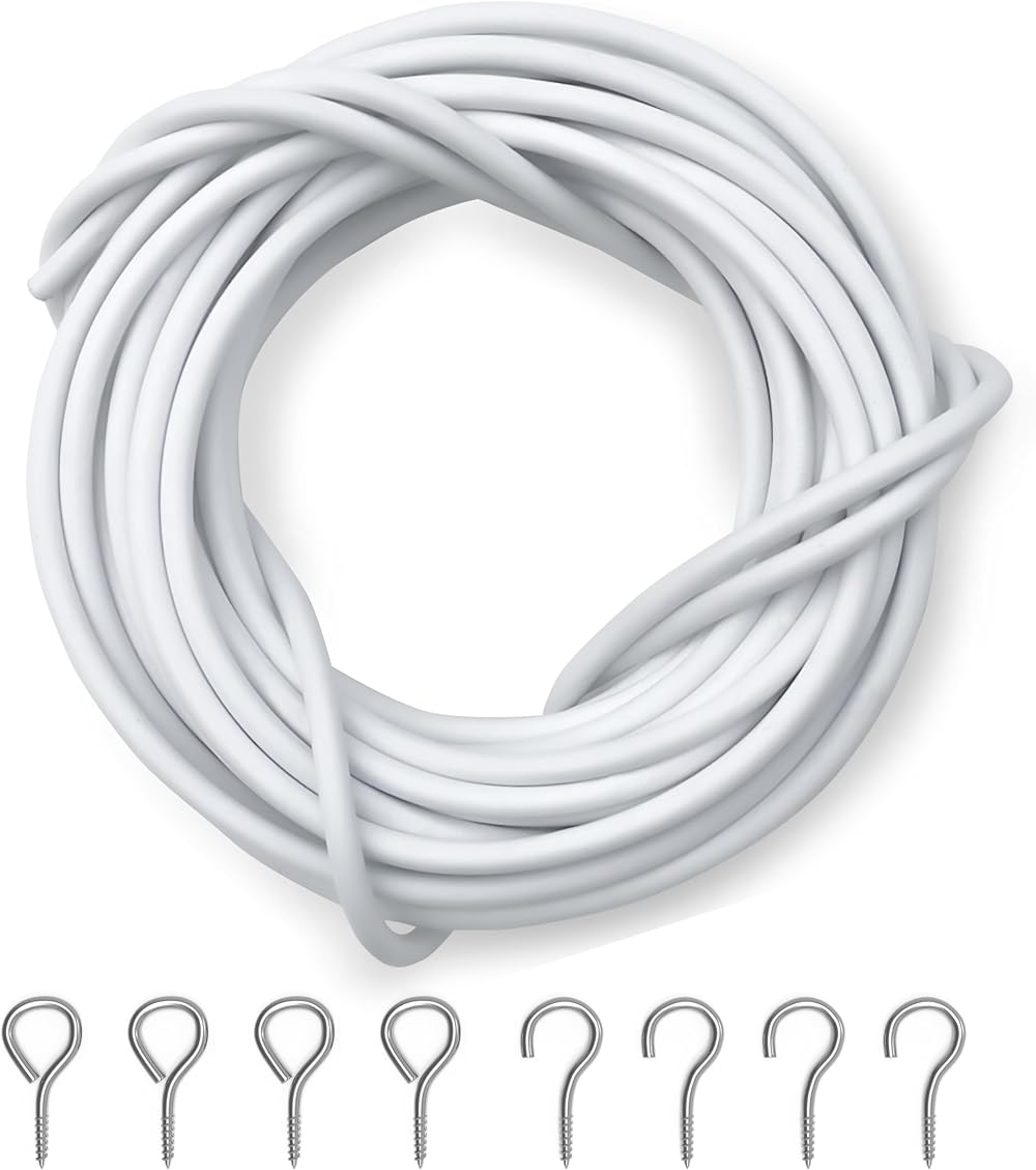 Dikots Net Curtain Wire and Hooks Set 3 Meter Kit with 4 Eyes & 4 Hooks