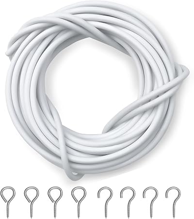 Dikots Net Curtain Wire and Hooks Set 3 Meter Kit with 4 Eyes & 4 Hooks