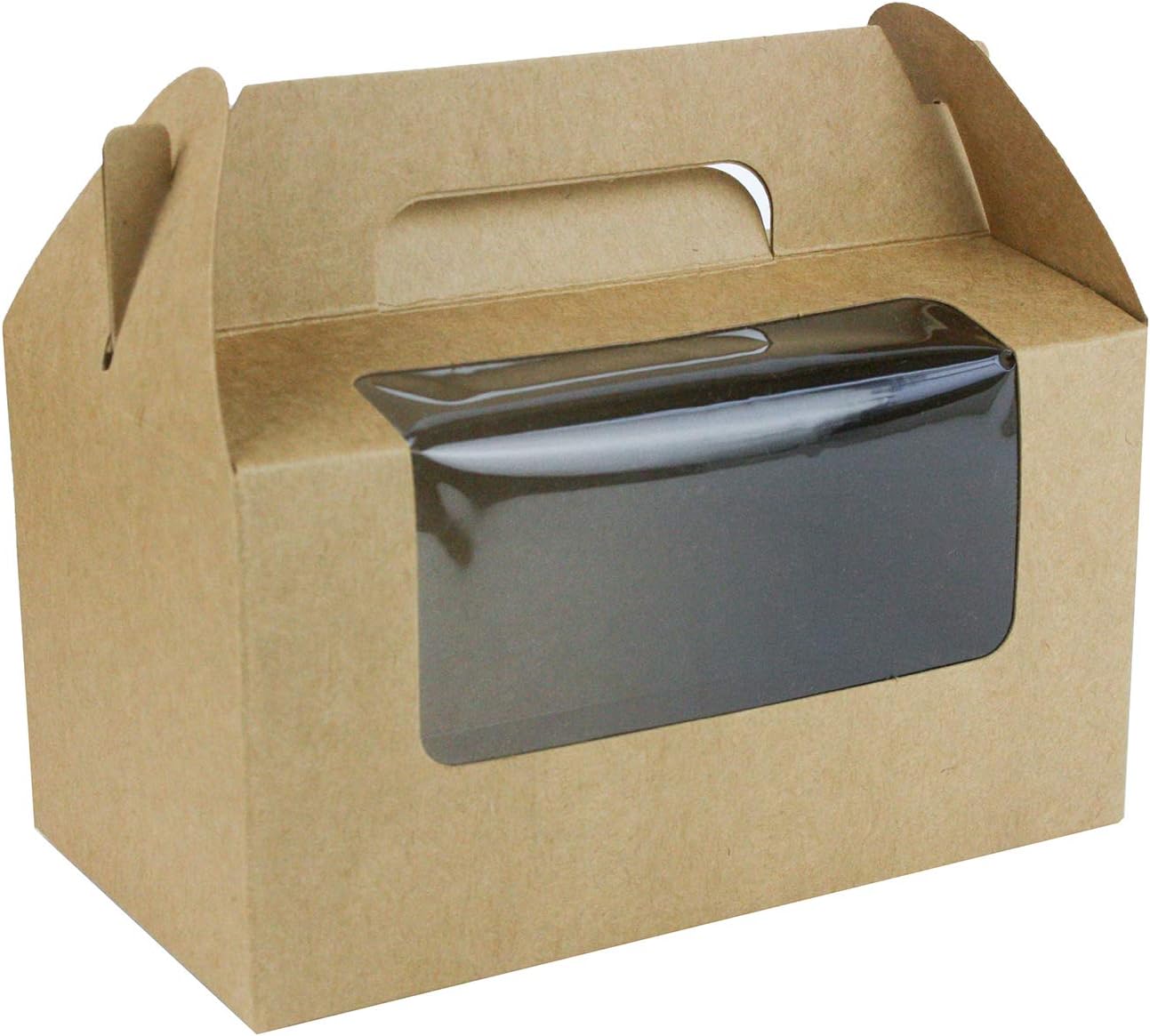 Emartbuy Brown Kraft Gift Boxes Bags with Clear Window & Handle, Size 1 (9 × 9 × 16 cm)