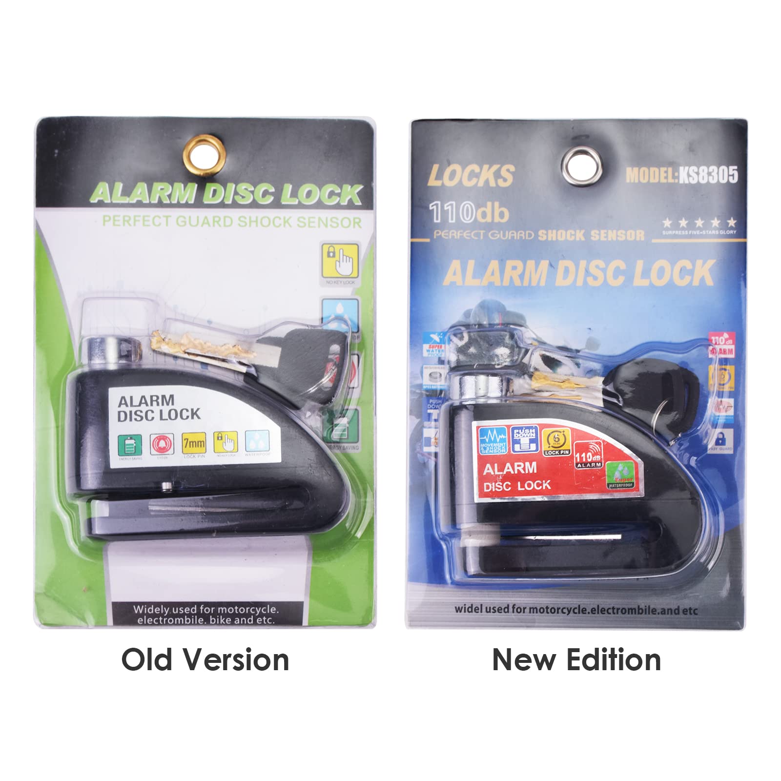 DEDC Motorcycle Disc Lock with Alarm, Anti Theft Security Brake Padlock Disc Lock for Motorcycles Bike Scooter (110 dB Alarm Sound, Waterproof and 6mm Lock Pin, 2 Keys)