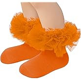 Zando Toddler Ruffle Socks for Girls 1-10 Years - Cotton Tutu Socks with Puffly Lace Frilly Edge Cute for Photos