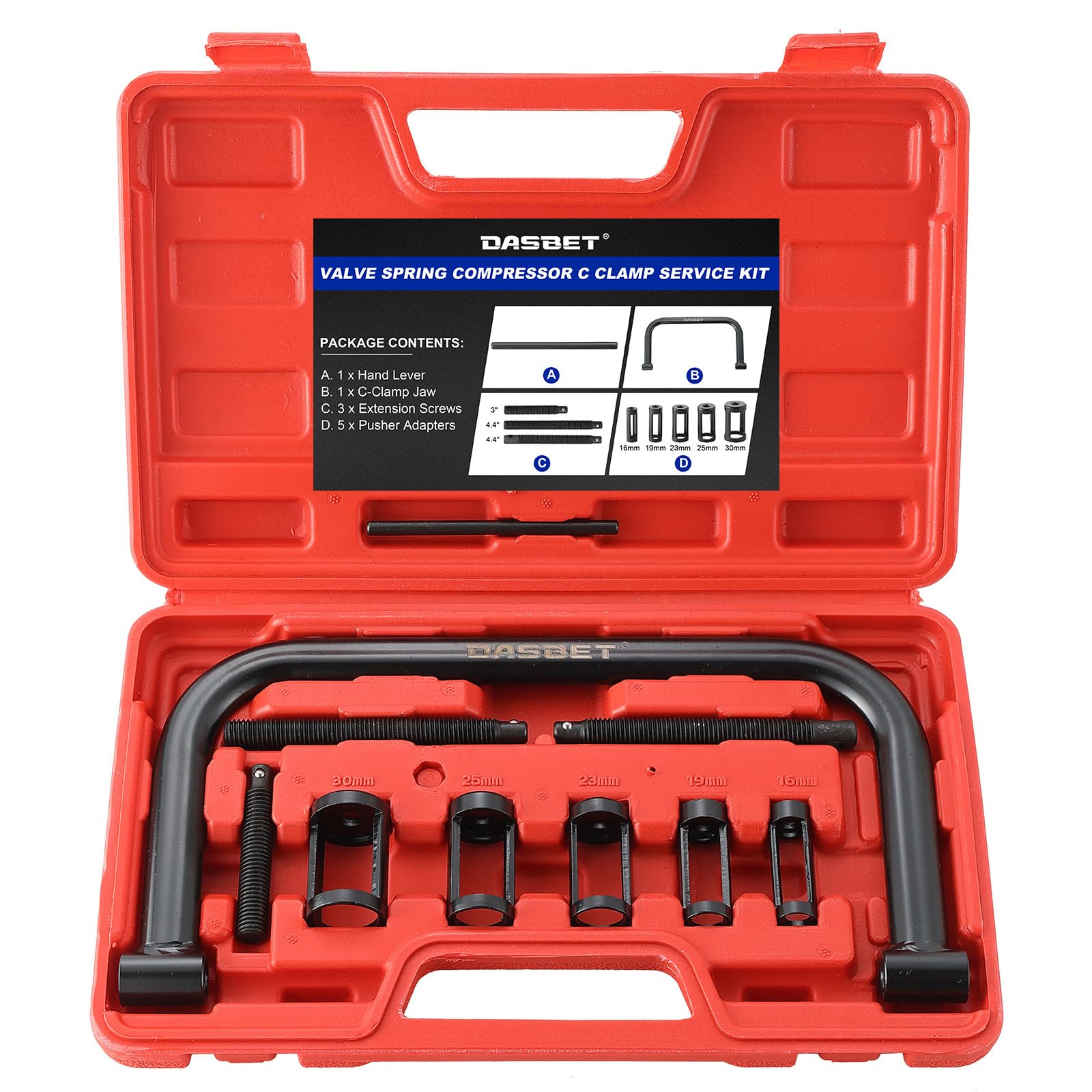 DASBET Valve Spring Compressor C Clamp Service Kit Valve Spring Removal Tool with C Clamp for ATV, Car, Motorcycle,Small Engine Vehicle Equipment