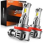SEALIGHT H11/H9/H16 Bulbs, 50000LM 6500K Cool White H8 Fog Bulbs, 1:1 Mini Size, Powersports Accessory Lights with Fan, 3 Mins Plug-N-Play, Pack of 2