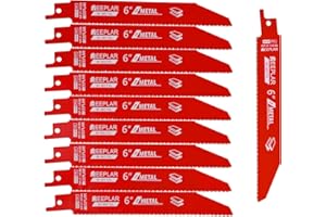 10 Pack 6 inch 14/18 TPI Bi-Metal Auto Dismantling Sawzall Blade for Metal, 6” 14-TPI Reciprocating Saw Blades Replace Milwau