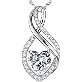 MOOSEA Moissanite Infinity Necklaces for Women, 1-3CT 925 Sterling Silver Anniversary Birthday Gifts for Women Wife Heart Pendant Jewelry Gift