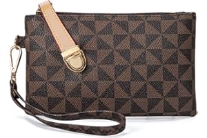 ANCK Women's Wristlet Handbags Clutch Purse Leather Cell Phone Wallet Handbag Credit Card Holder with Wrist Strap