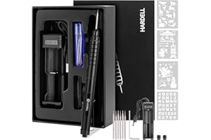 HARDELL Engraver Pen, Cordless Rechargeable Engraving Pen for Metal, Wood, Glass and Plastic- Engrave 50+ Surfaces - 37000RPM - Beginner Friendly - 6 Carving Bits & 4 Stencils