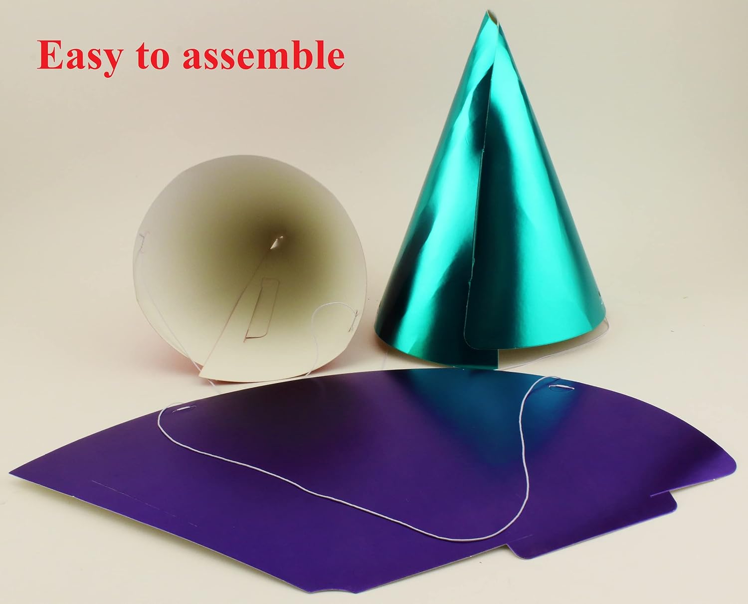 Tytroy 12 Assorted Solid Color Prints Metallic Cone Birthday Party Hats: Clothing