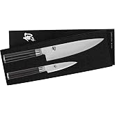 Shun Classic 2 Piece Starter Set | Includes 8" Chef and 3.5" Paring Knives, Handcrafted, VG-MAX Core, Damascus Stainless Steel Cladding, Pakkawood Handle