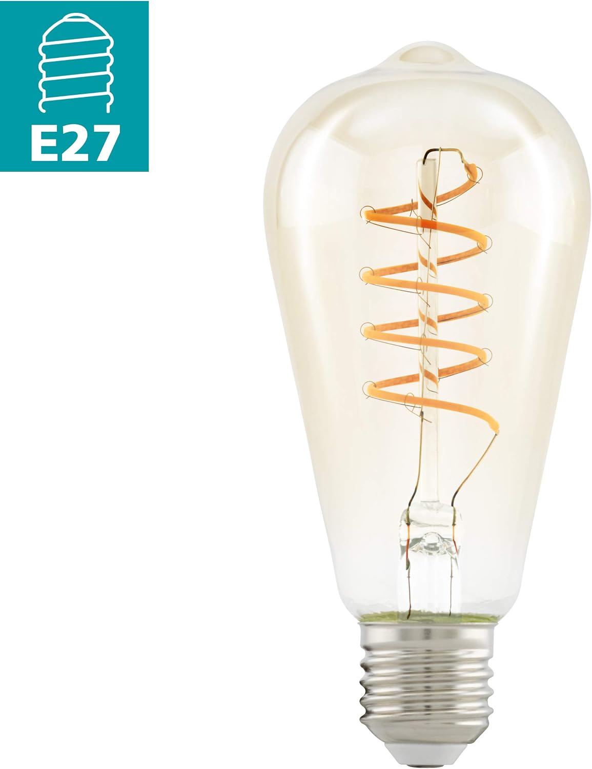 EGLO E27-LED-ST64 Lightbulb with Amber Spiral, Clear, H 142 mm, diameter 64 mm