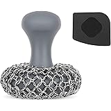 Cast Iron Scrubber + Pan Scraper - Upgraded Cast Iron Cleaner with Silicone Handle - Chainmail Scrubber for Cast Iron Pans Co