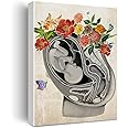 Vintage Pregnancy Art Canvas Painting Fetus in Womb Flower Anatomy Art for Home Wall Decor Framed Obstetrics Artwork Gifts(12x15 Inch)