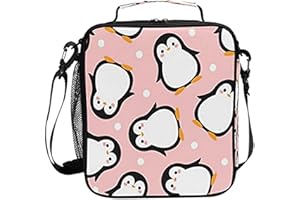 AUUXVA Cute Animal Penguin Kids Lunch Bags for Girls Boys Insulated Lunch Box Thermal Lunchbox Tote Bag with Adjustable Strap Leakproof Durable Lunch Cooler for Children Women School Work