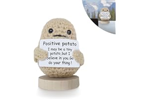Uisky AA Mini Funny Positive Energy Potato Car Accessories Dashboard Decorations,Knitted Toy with Encouragement Card Creative,Car Interior Gift for People Who Love Cute Things.