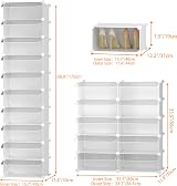 HOMIDEC 10-Tier Shoe Rack Dustproof Narrow Tall Storage Cabinet Door Hook view 2
