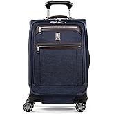 Travelpro Platinum Elite Softside Expandable Carry on Luggage, 8 Wheel Spinner Suitcase, USB Port, Laptop and Tablet Sleeves, Men and Women, True Navy Blue, Carry On 20-Inch