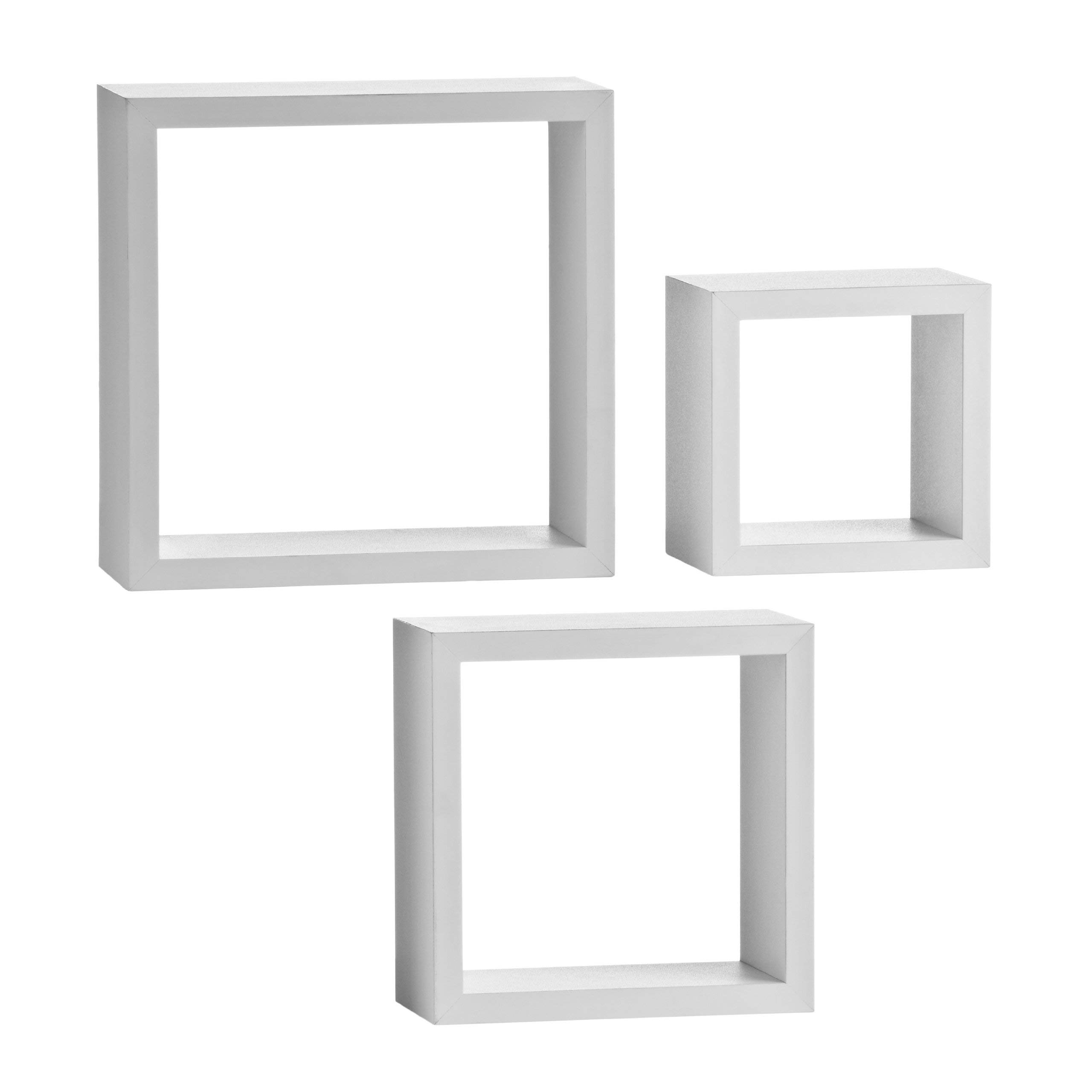 Premier Housewares Wall Cubes - Set of 3, White, H25 x W25 x D9cm
