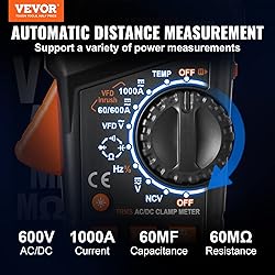 VEVOR Digital Clamp Meter T-RMS, 6000 Counts, 1000A