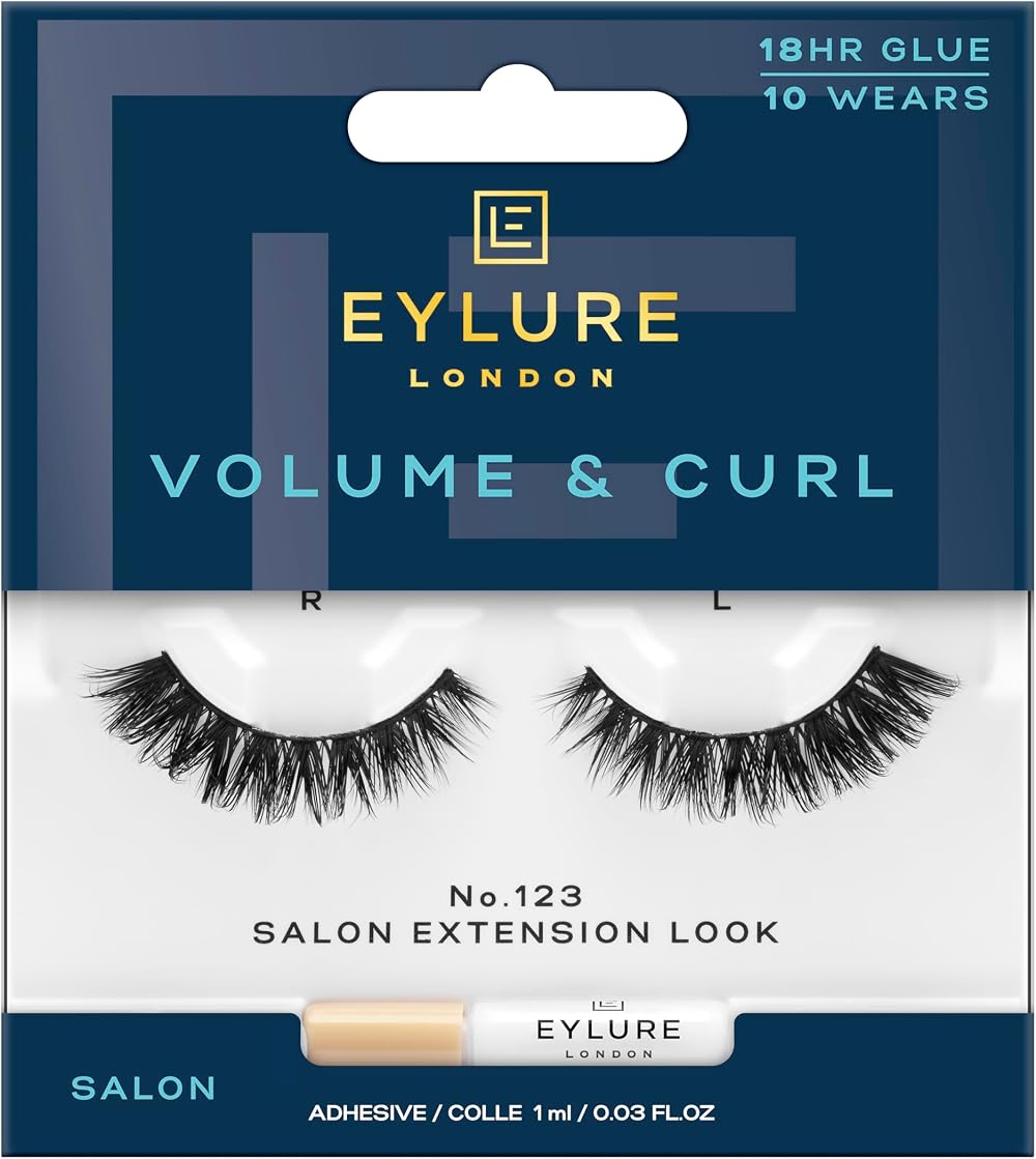 Eylure Volume & Curl No.123 False Lashes with Latex Free Glue