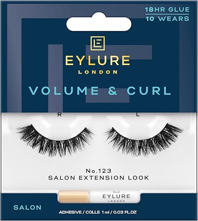 Eylure Volume & Curl No.123 False Lashes with Latex Free Glue