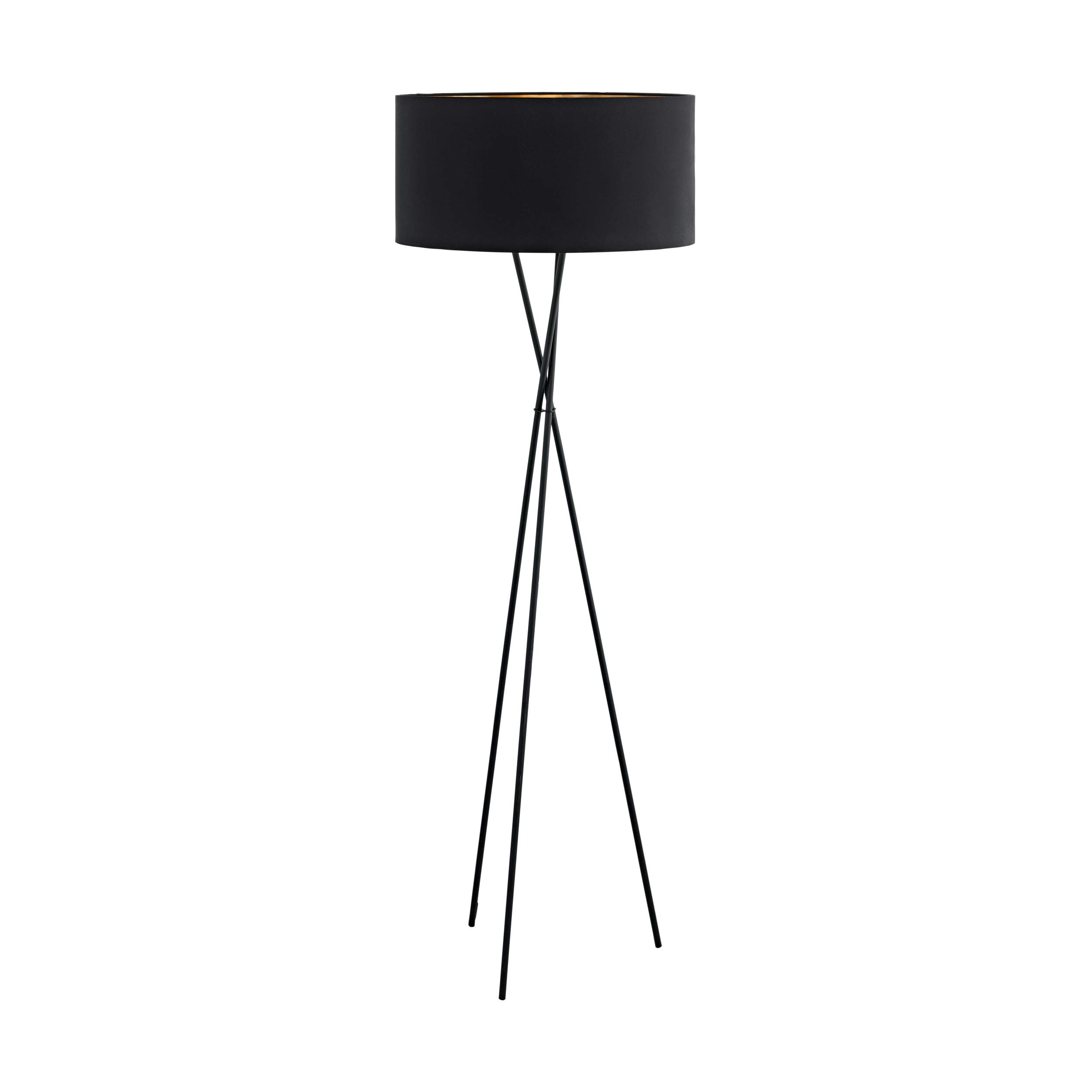 EGLO Floor Lamp Fondachelli, Standing Lamp, made of Steel and Fabric, Living Room Lamp in Black and Copper, with Treadle Switch, with E27 Socket
